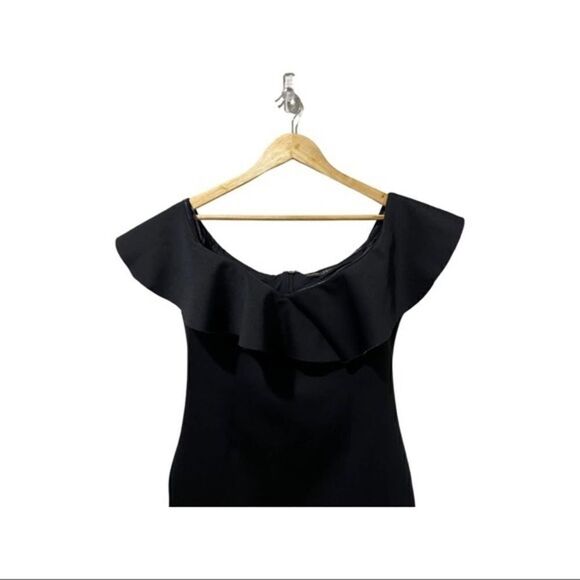 Guess black scuba ruffle bodycon dress size L - Picture 4 of 10